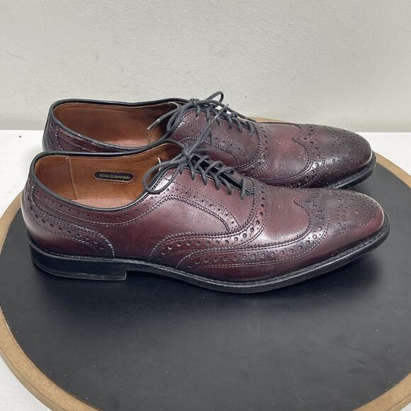 Allen Edmonds McAllister Shoes Mens Size 8.5 B Wingtip Brogue Leather Burgundy - Picture 1 of 12